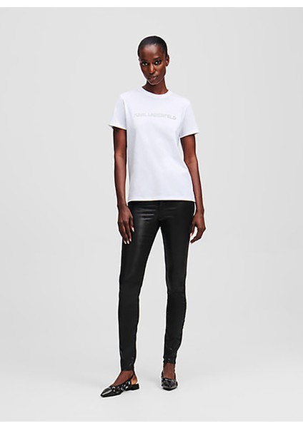 Bisiklet Yaka Baskılı Beyaz Kadın T-Shirt A1W17076 modelleri