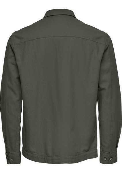 Normal Yeşil Düz Erkek Gömlek Onskennet Ls Lınen Overshırt Noos fiyatları