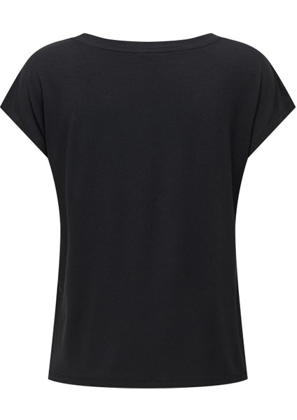 V Yaka Düz Siyah Kadın T-Shirt Onlrılla S/s V-Neck Top Jrs fiyatları