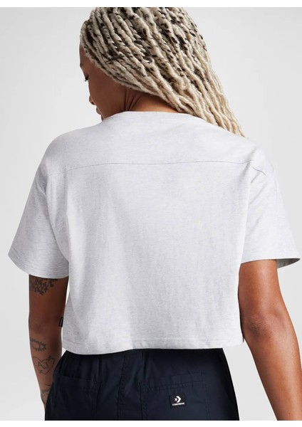 10027625.022 Sporty Boxy T-Shırt Gri Yuvarlak Yaka Regular Fit Düz Kadın T-Shirt modelleri