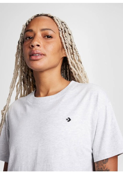 10027625.022 Sporty Boxy T-Shırt Gri Yuvarlak Yaka Regular Fit Düz Kadın T-Shirt fırsatları