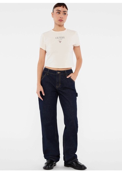 Yüksek Bel Düz Paça Relaxed Lacivert Kadın Denim Pantolon Go Zıp Carpenter Pan - Co Rufus Rg