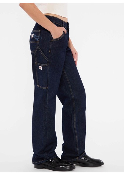 Yüksek Bel Düz Paça Relaxed Lacivert Kadın Denim Pantolon Go Zıp Carpenter Pan - Co Rufus Rg modelleri