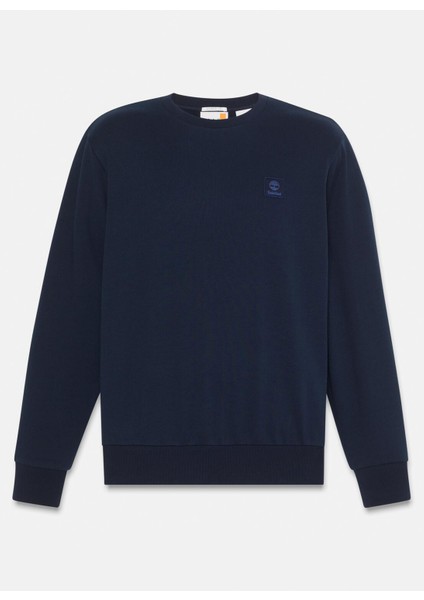 Woven Badge (Lb) Crew Neck Lacivert Bisiklet Yaka Normal Düz Erkek Sweatshırt indirimleri