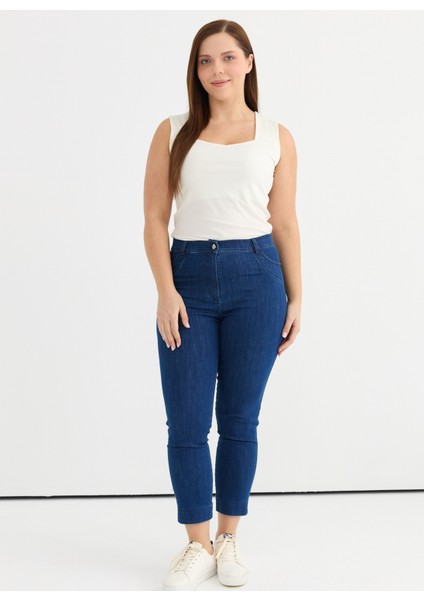Normal Bel Normal Mavi Kadın Pantolon 25YSL5389-BB