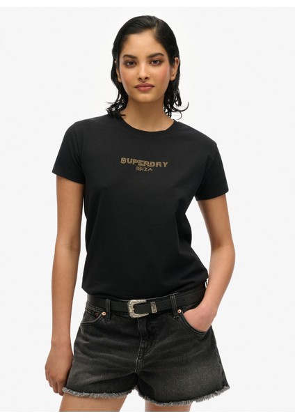 Bisiklet Yaka Siyah Kadın T-Shirt W1011612A fiyatları