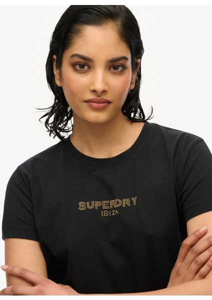 Bisiklet Yaka Siyah Kadın T-Shirt W1011612A modelleri