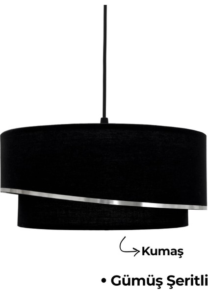 Modern siyah kumaş avize, ferah ve şık aydınlatma seçeneği, 30x30 boyut modelleri