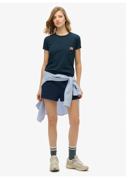 Bisiklet Yaka Lacivert Kadın T-Shirt W1011652A