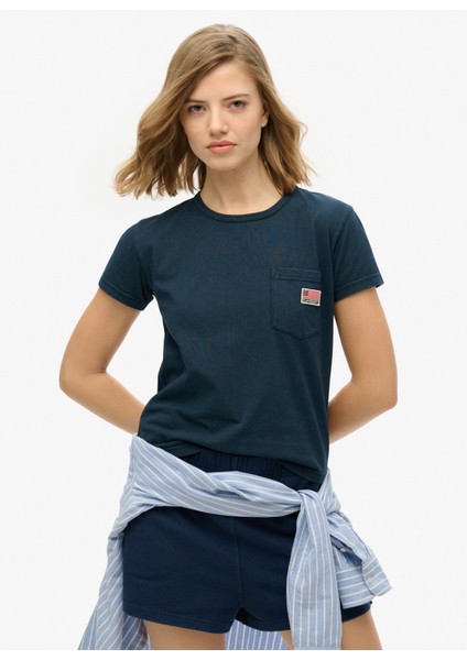 Bisiklet Yaka Lacivert Kadın T-Shirt W1011652A fiyatları