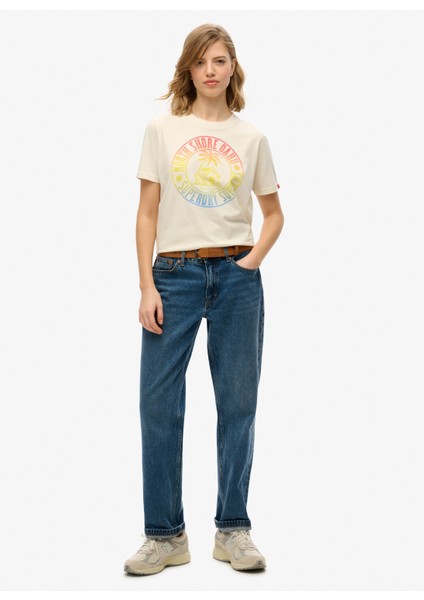 Bisiklet Yaka Krem Kadın T-Shirt W1011614A