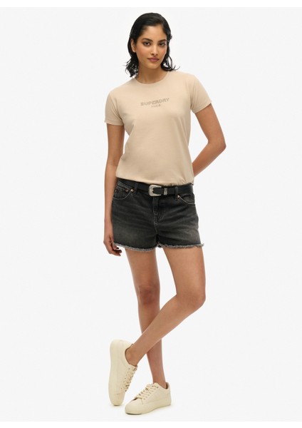 Bisiklet Yaka Deve Tüyü Kadın T-Shirt W1011612A