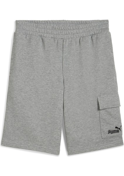 68266203 Ess No. 1 Logo Cargo Short Gri Lastikli Bel Regular Fit Düz Erkek Şort