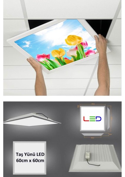 60x60 cm beyaz LED panel, sıva altı, 54W, 6500K, metal materyal, tek başlık modelleri