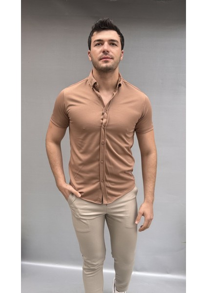 Düz Slim Fit Kısa Kol Gömlek modelleri