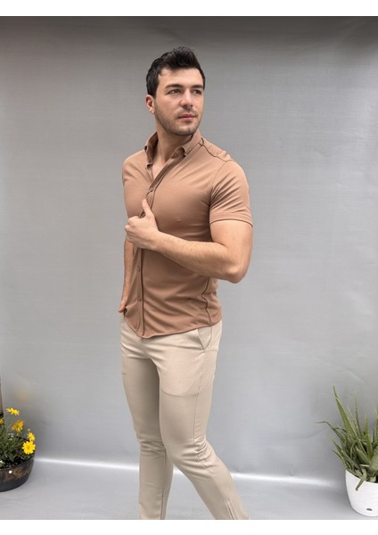 Düz Slim Fit Kısa Kol Gömlek fırsatları