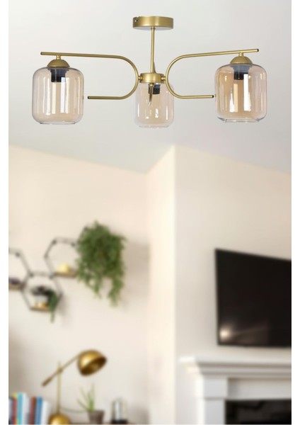 Modern 3'lü Bal Cam Avize, Salon ve Yatak Odası İçin Şık Tasarım