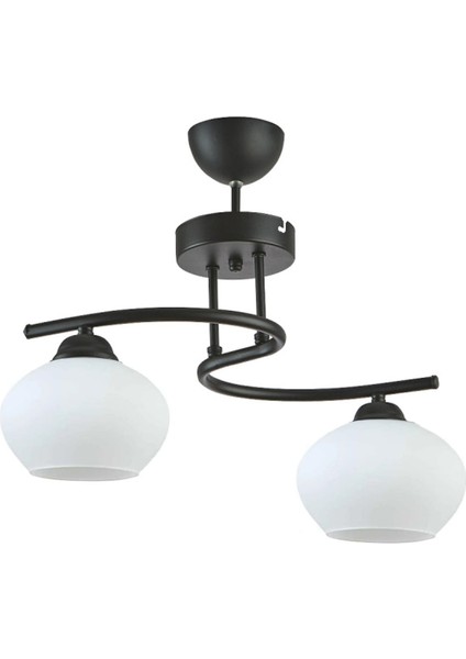 Fuji Modern Dekoratif Salon - Mutfak - Yatak Odası Siyah Renk Camlı 2 Li Avize