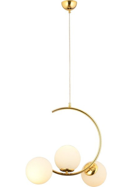 Şık 3'lü Beyaz Camlı Gold Modern Sarkıt Işıklandırma, Mutfak, Yatak Odası ve Salon İçin fiyatları