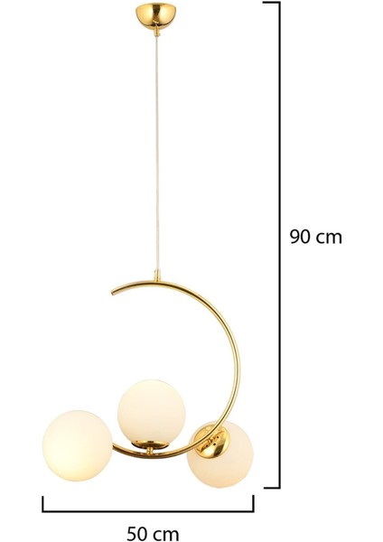 Şık 3'lü Beyaz Camlı Gold Modern Sarkıt Işıklandırma, Mutfak, Yatak Odası ve Salon İçin indirimleri