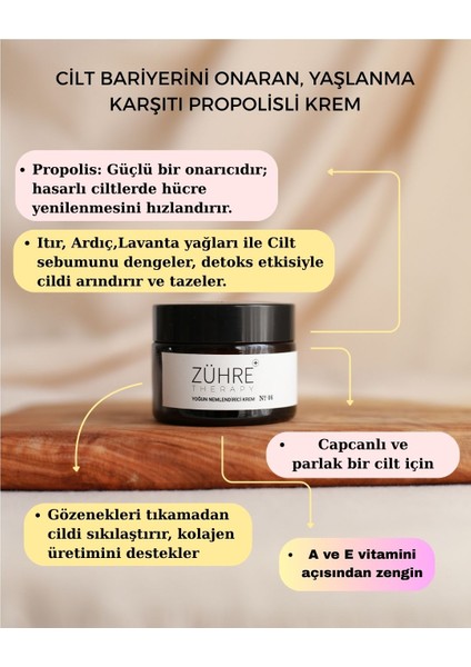 Propolisli Antioksidan Etkili Yoğun Nemlendirici Yağ Bazlı Krem No:6