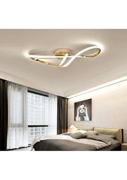 Luxury Tasarım Plafonyer LED Avize Gold Sarı
