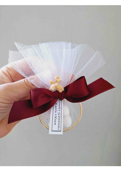 Bordo Halka Nikah Şekeri 20 Adet fiyatları