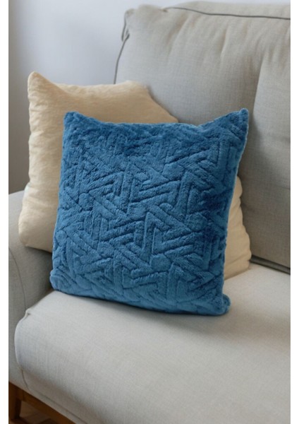 Bohem 4'lü Dekoratif Yastık Kılıfı Kırlent Kılıfı 45 x 45 cm Petrol Mavisi Zikzak Desen modelleri