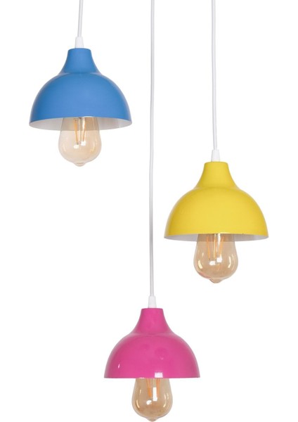 Renkli Modern Sarkıt Avize 3'lü, Metal, Çocuk ve Salon Dekorasyonu içinideal