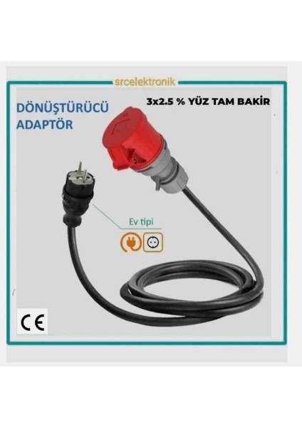 Arac Şarjı Için (12-50 Metre Arasi) 3x2.5 Ttr Hes Veya Öznur Kablo Tam Bakir Uzatma Seyyar Kablo