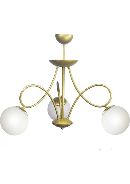 Sinyorita Modern Eskitme Mat Gold Beyaz Kapalı Camlı Salon - Mutfak - Yatak Odası 3 Lü Avize