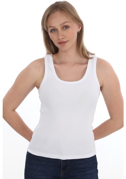 Kadın Fitilli Likralı Pamuklu Askılı Atlet