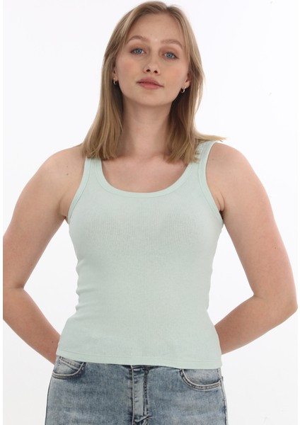 Kadın Fitilli Likralı Pamuklu Askılı Atlet