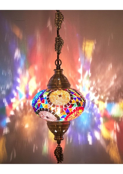 Osmanlı Otantik Mozaik Tekli Tavan Sarkıt Avize Gece Lambası, Multicolor