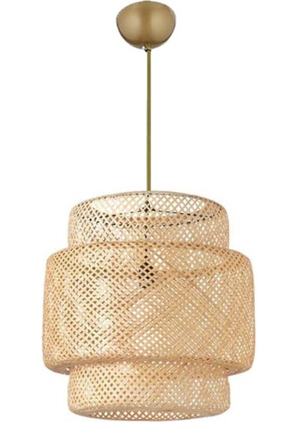 Rattan 50 cm Eskitme Tesisatlı Avize Bambu,iskandinav,bohem,modern Aydınlatma