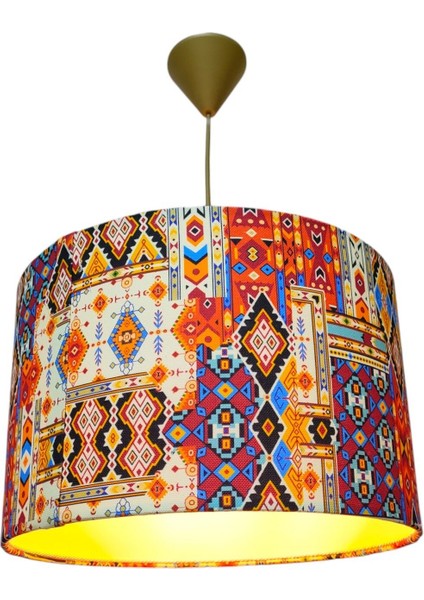 Etnik desenli kumaş avize, 40x30 cm, oturma odası, hol, antre, balkon şık aydınlatma indirimleri