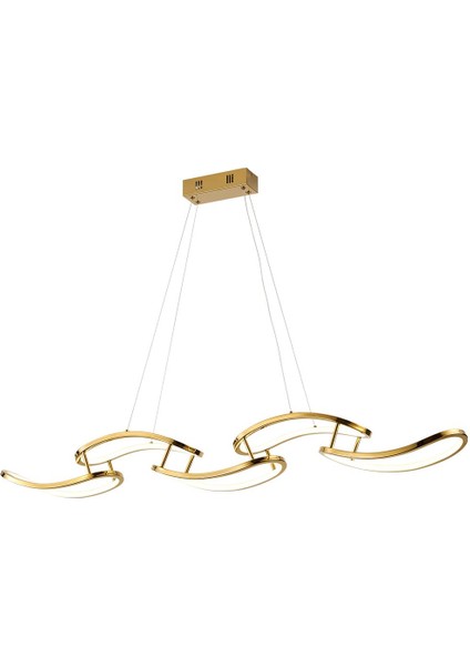 Quon 5'li Gold 100 Watt Sıralı Yemek Masası Üstü Modern Sarkıt Salon LED Avize