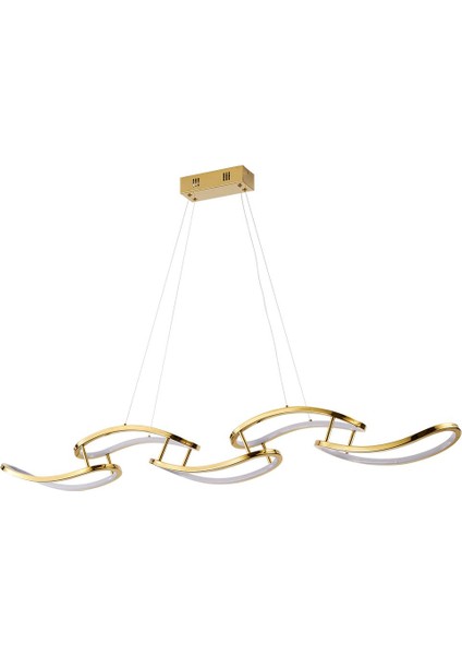 Quon 5'li Gold 100 Watt Sıralı Yemek Masası Üstü Modern Sarkıt Salon LED Avize