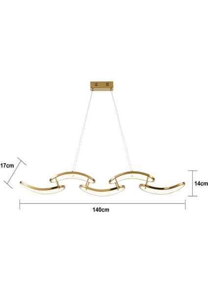 Quon 5'li Gold 100 Watt Sıralı Yemek Masası Üstü Modern Sarkıt Salon LED Avize
