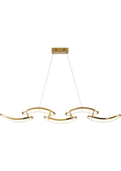 Quon 5'li Gold 100 Watt Sıralı Yemek Masası Üstü Modern Sarkıt Salon LED Avize