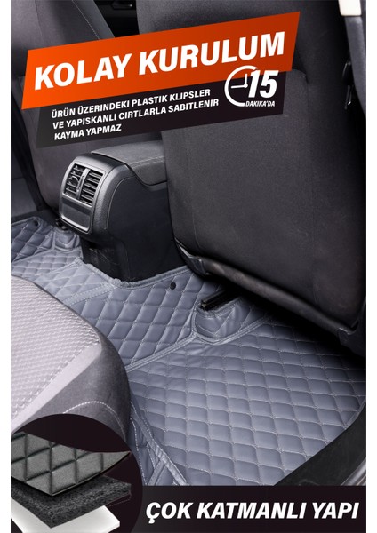 Mazda 3 (2003-2009) Uyumlu Deri 7d Havuzlu Tam Set Oto Paspas .7