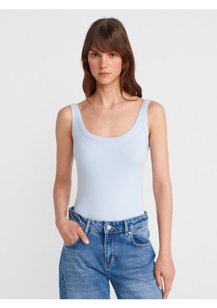 21053 Askılı Bodysuit-Açık Mavi