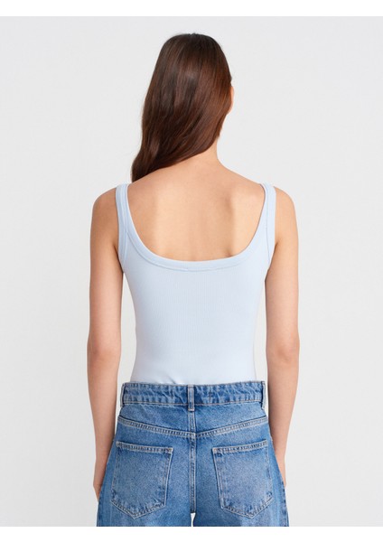 21053 Askılı Bodysuit-Açık Mavi
