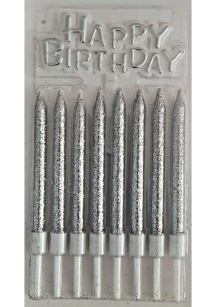 Pasta Mumu 8'li - Happy Birthday - Gümüş