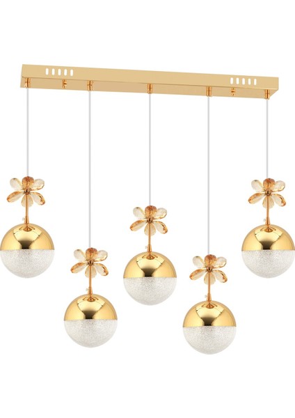 5'li Kumandalı Renkli Ledli Kristal Avize, Metal, 50x22 cm fırsatları