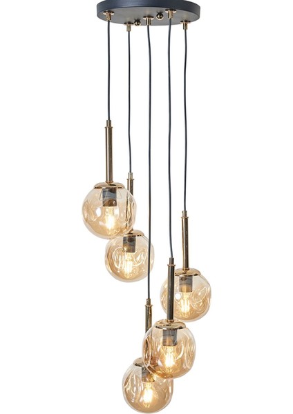 Altın Renkli Camlı Metal Sarkıt Avize, 5 LEDli, Modern ve Şık Tasarım fırsatları