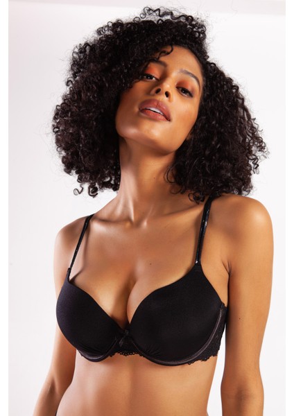 Goldy Heavy Push Up Bra, Siyah Renk Konforlu ve Şık Sütyen