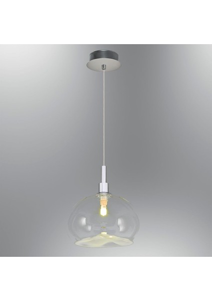Şeffaf tekli sarkıt, modern ve şık cam aydınlatma, 220x100mm, 1 ampül başlığı