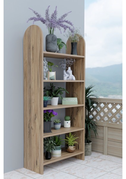 5 Raflı Balkon Saksılığı Çiçeklik Bitki Rafı Çok Amaçlı Raf Ünitesi Dekoratif Düzenleyici Saksı Dolabı