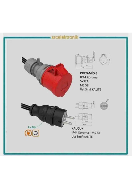 Arac Şarjı Için (1-11 Metre Arasi) 3x4 Ttr Hes Veya Öznur Kablo Tam Bakir Uzatma Seyyar Kablo fiyatları